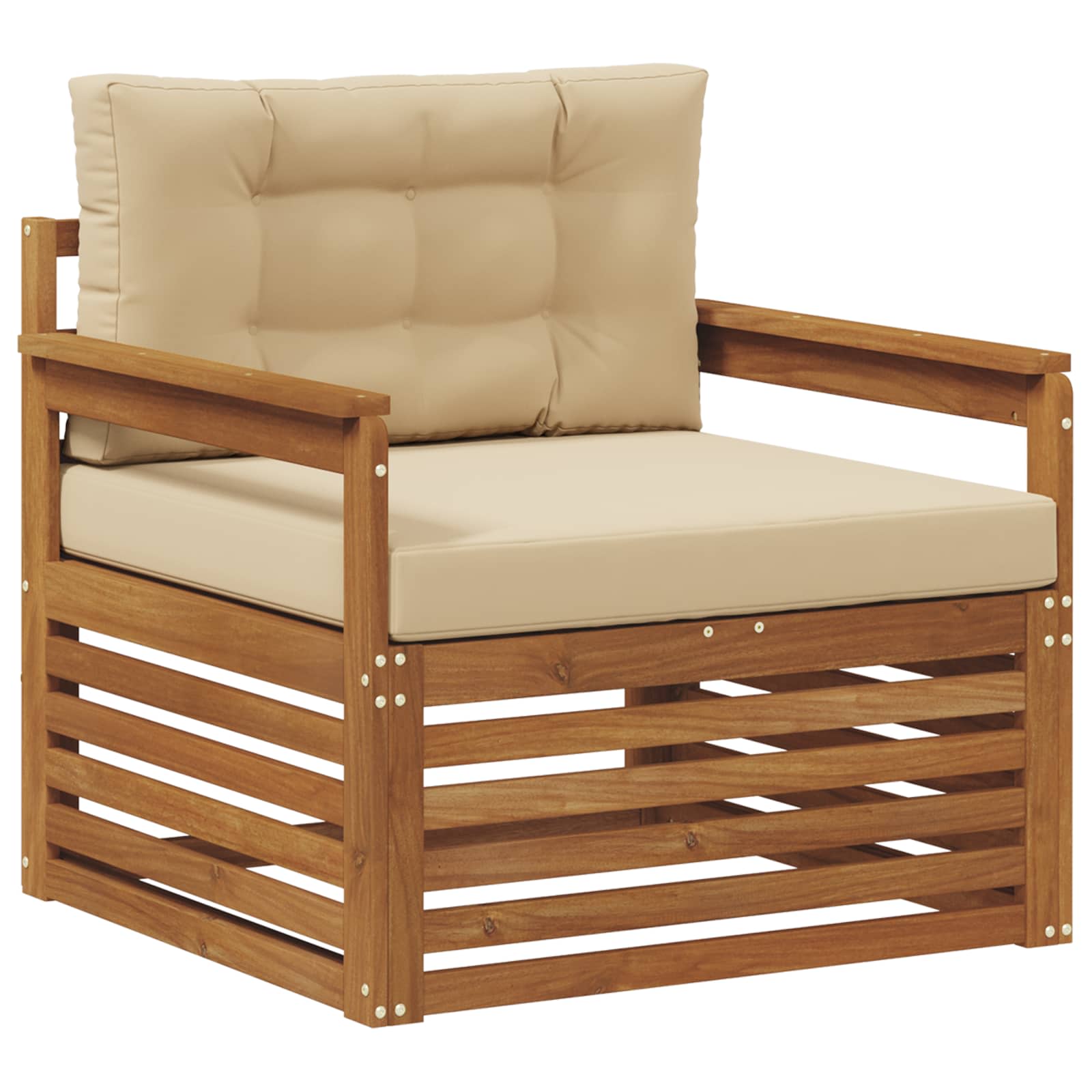 Outdoor-Sofa Massives Akazienholz und Polyester Natur und Beige