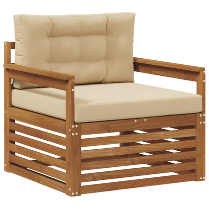 Outdoor-Sofa Massives Akazienholz und Polyester Natur und Beige