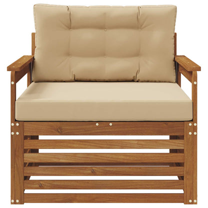 Outdoor-Sofa Massives Akazienholz und Polyester Natur und Beige