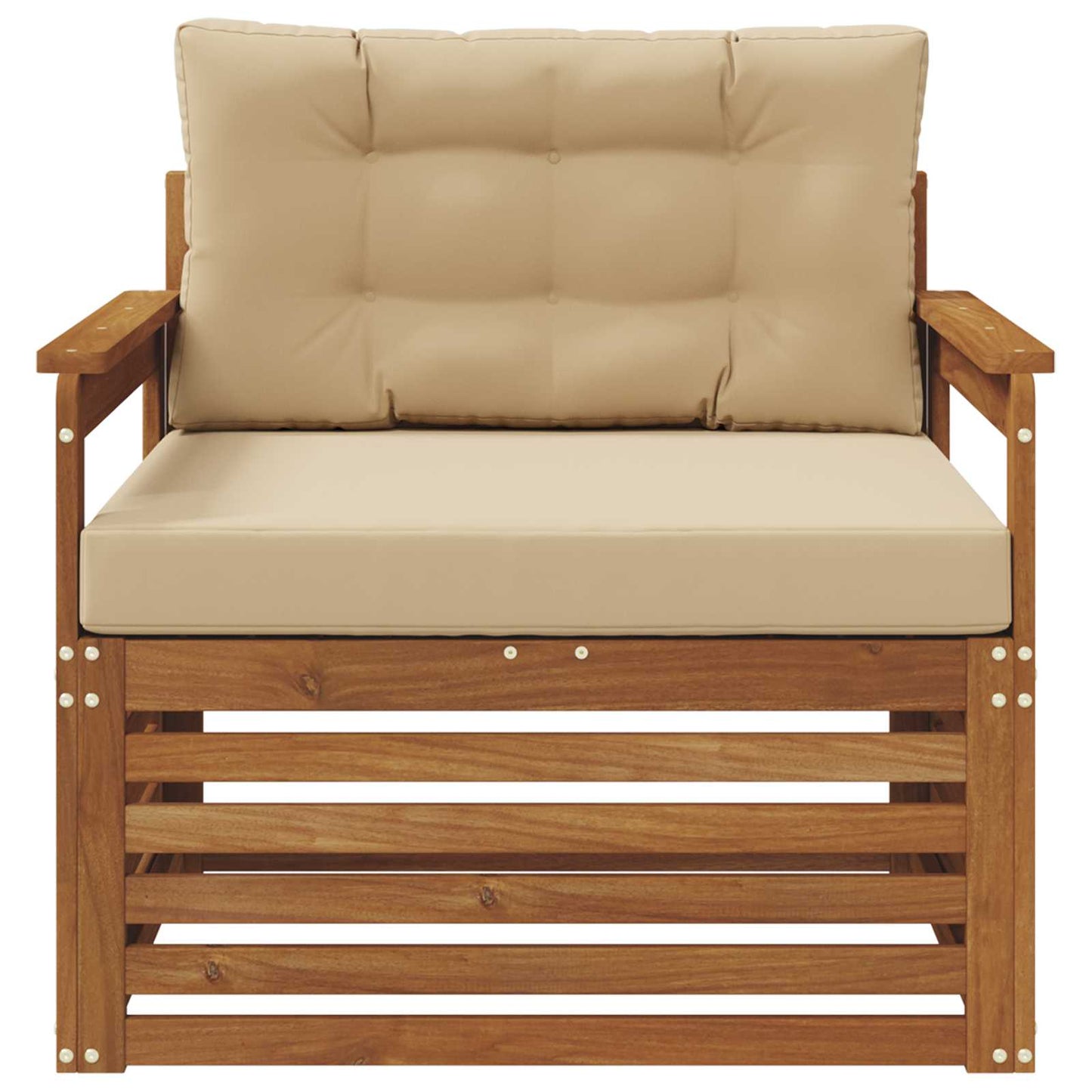 Outdoor-Sofa Massives Akazienholz und Polyester Natur und Beige