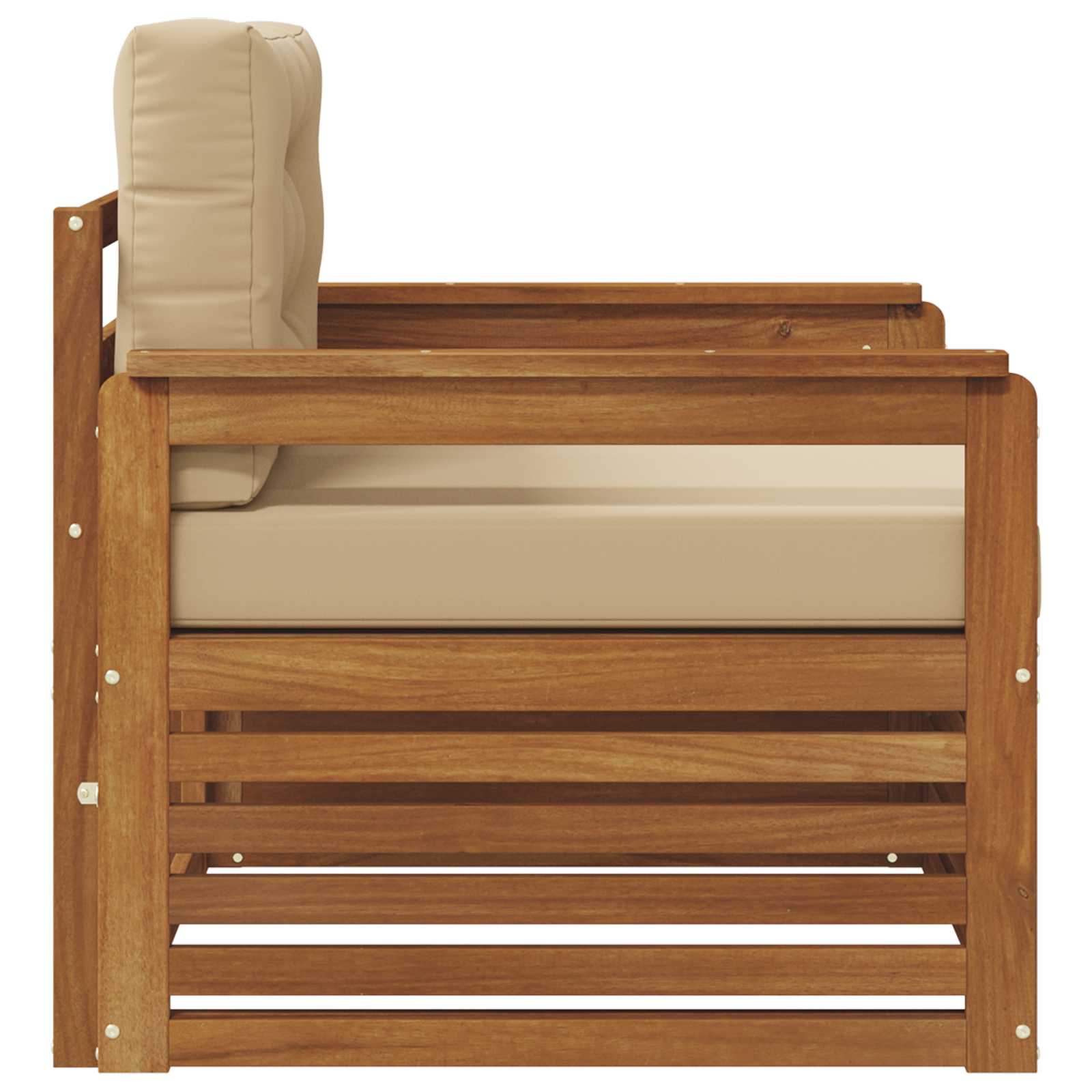 Outdoor-Sofa Massives Akazienholz und Polyester Natur und Beige