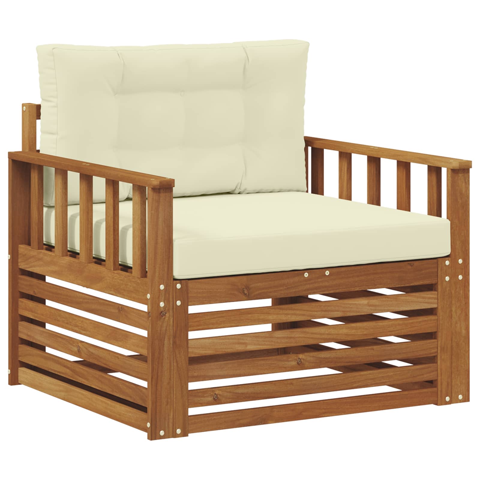 Outdoor-Sofa Massives Akazienholz und Polyester Natur und Creme
