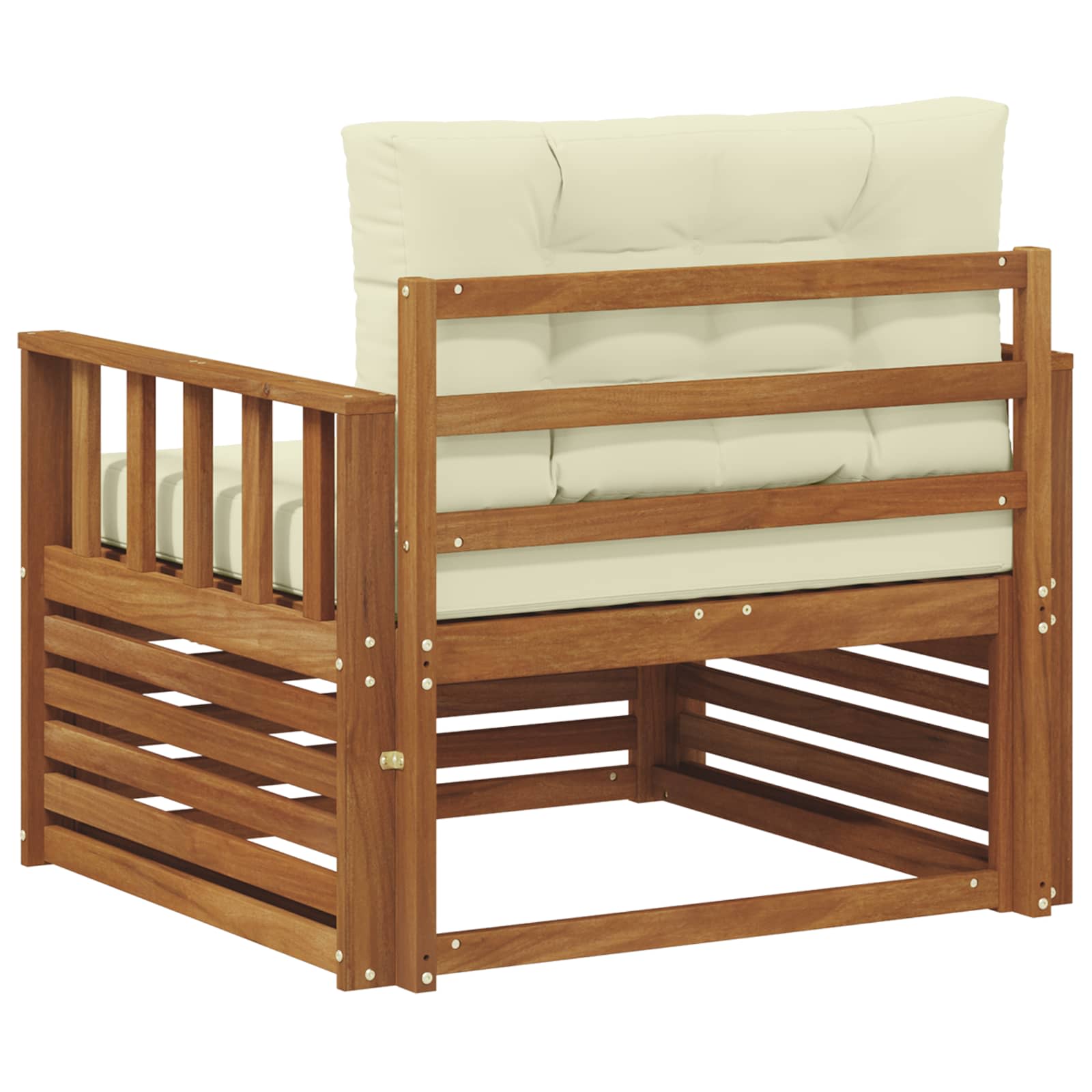 Outdoor-Sofa Massives Akazienholz und Polyester Natur und Creme