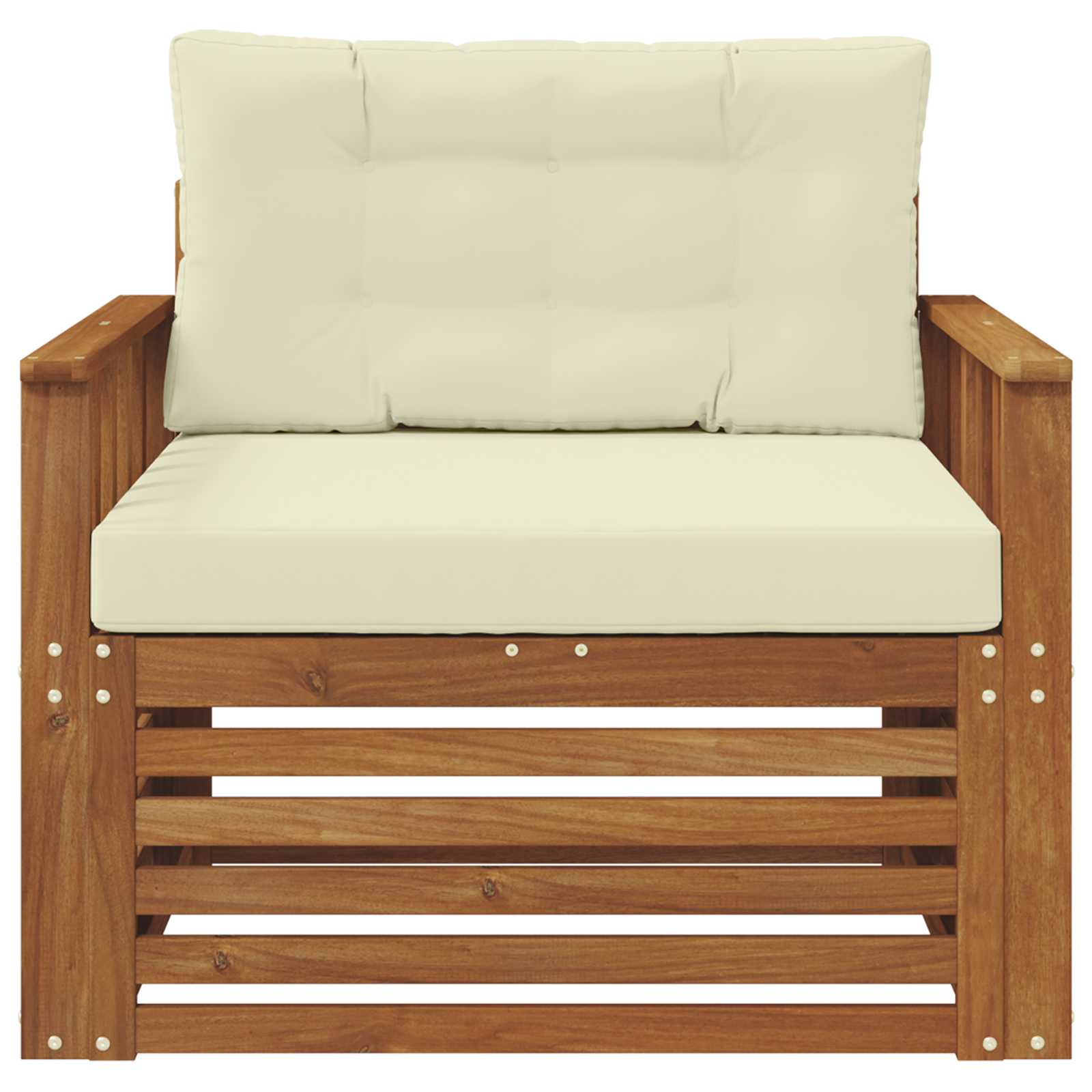 Outdoor-Sofa Massives Akazienholz und Polyester Natur und Creme