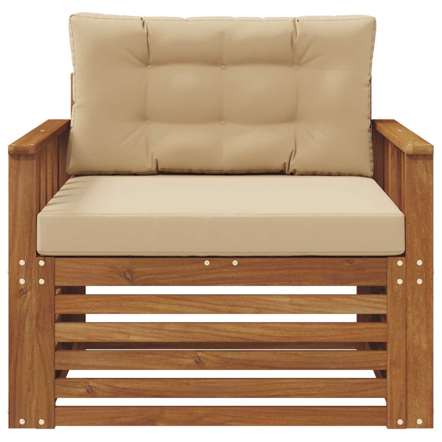 Outdoor-Sofa Massives Akazienholz und Polyester Natur und Beige