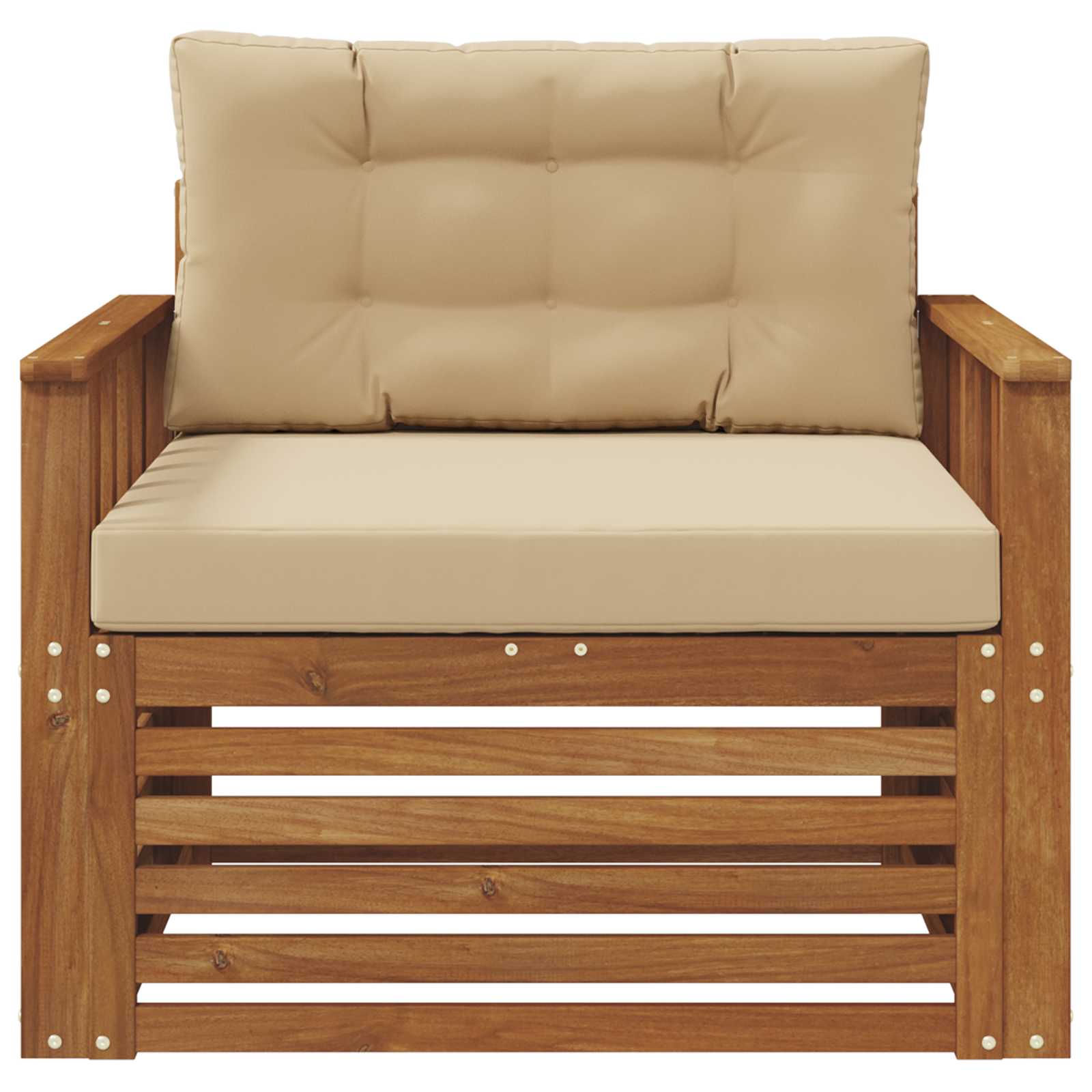 Outdoor-Sofa Massives Akazienholz und Polyester Natur und Beige