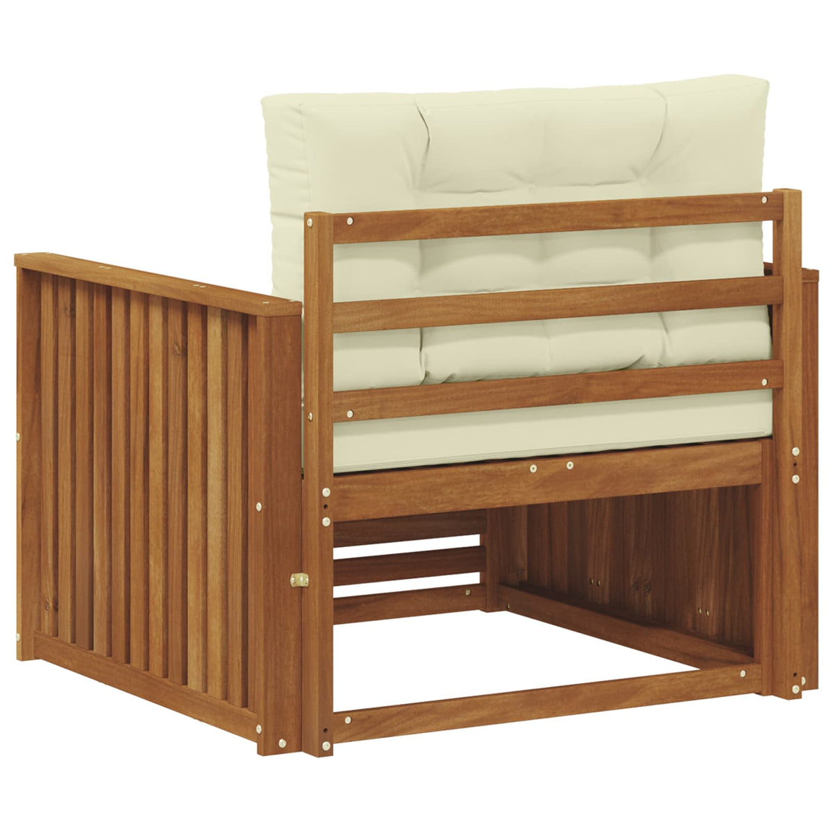 Outdoor-Sofa Massives Akazienholz und Polyester Natur und Creme