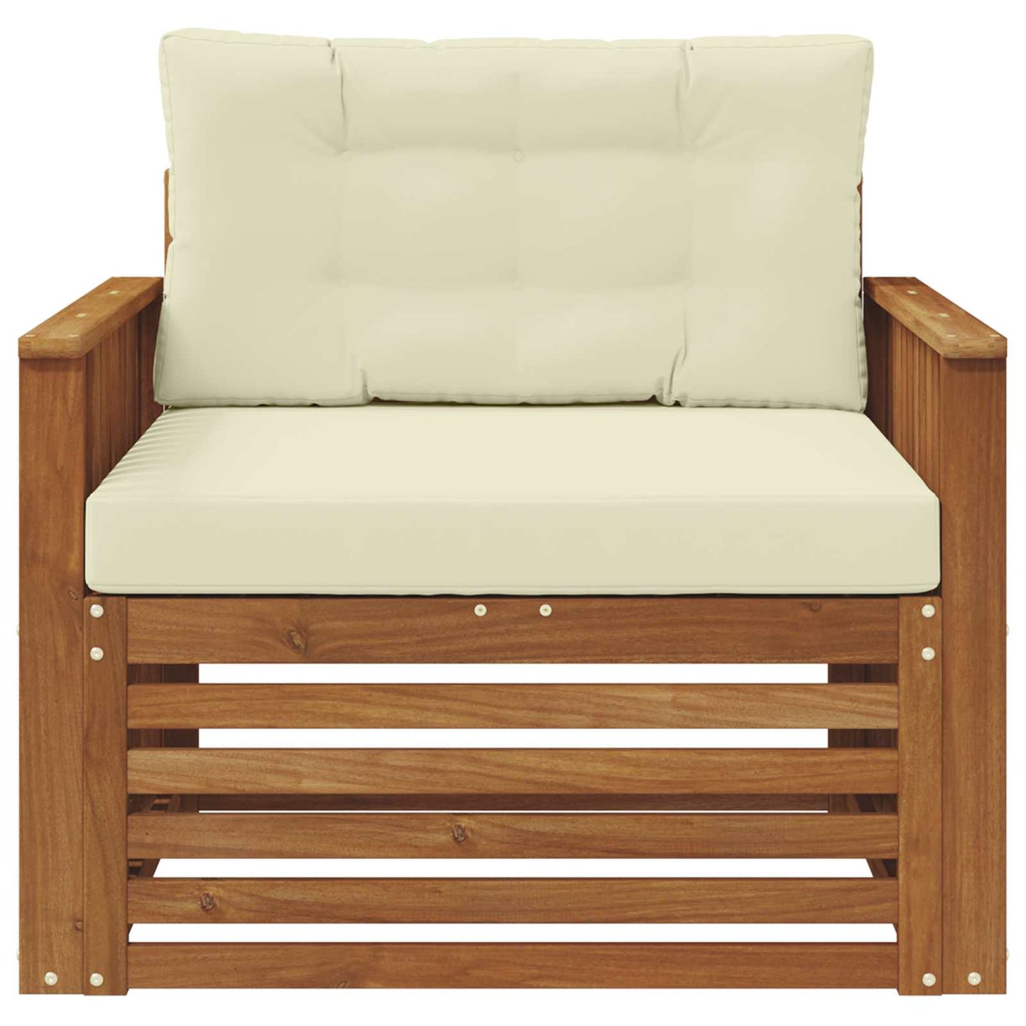 Outdoor-Sofa Massives Akazienholz und Polyester Natur und Creme