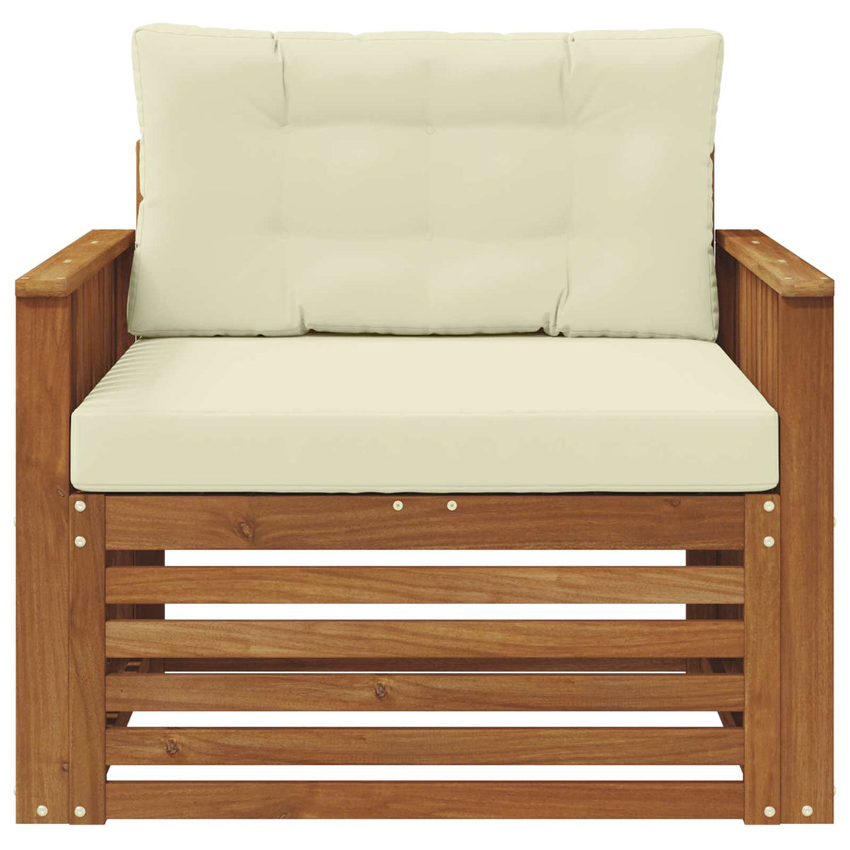 Outdoor-Sofa Massives Akazienholz und Polyester Natur und Creme