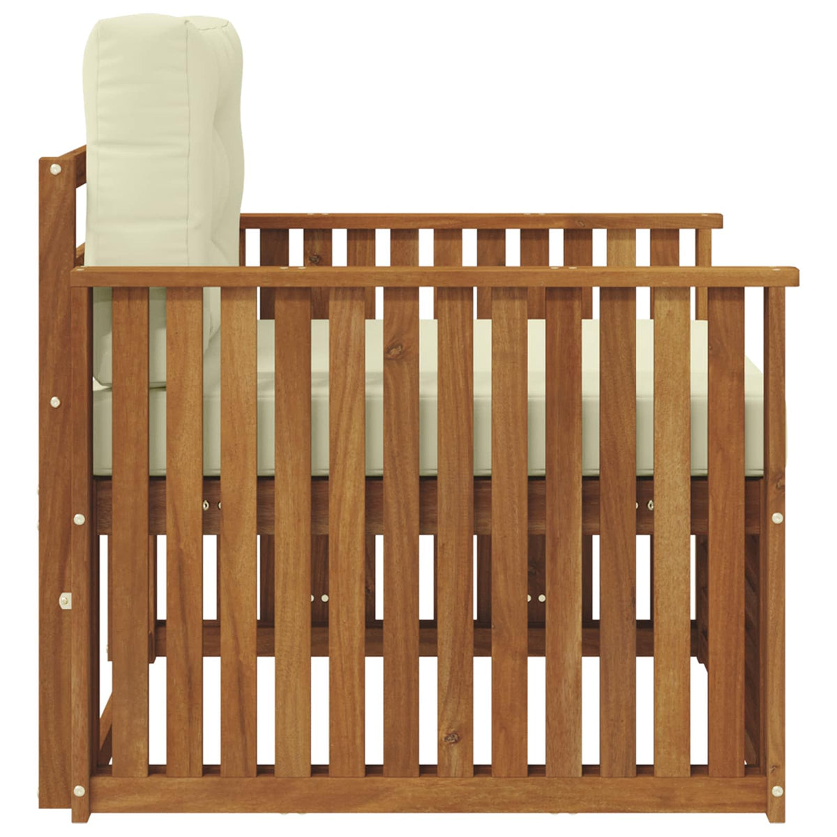 Outdoor-Sofa Massives Akazienholz und Polyester Natur und Creme