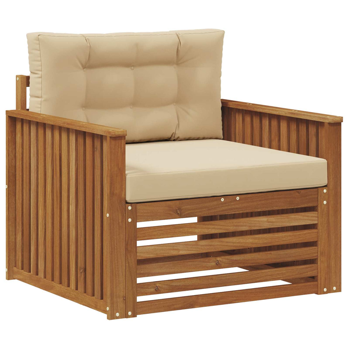 Outdoor-Sofa Massives Akazienholz und Polyester Natur und Beige