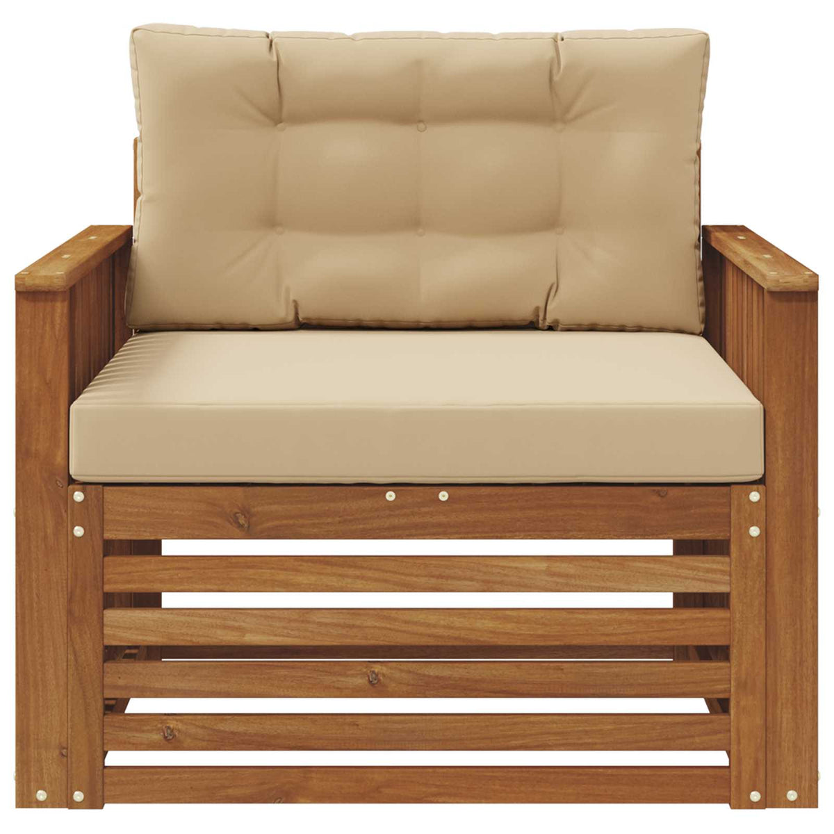 Outdoor-Sofa Massives Akazienholz und Polyester Natur und Beige