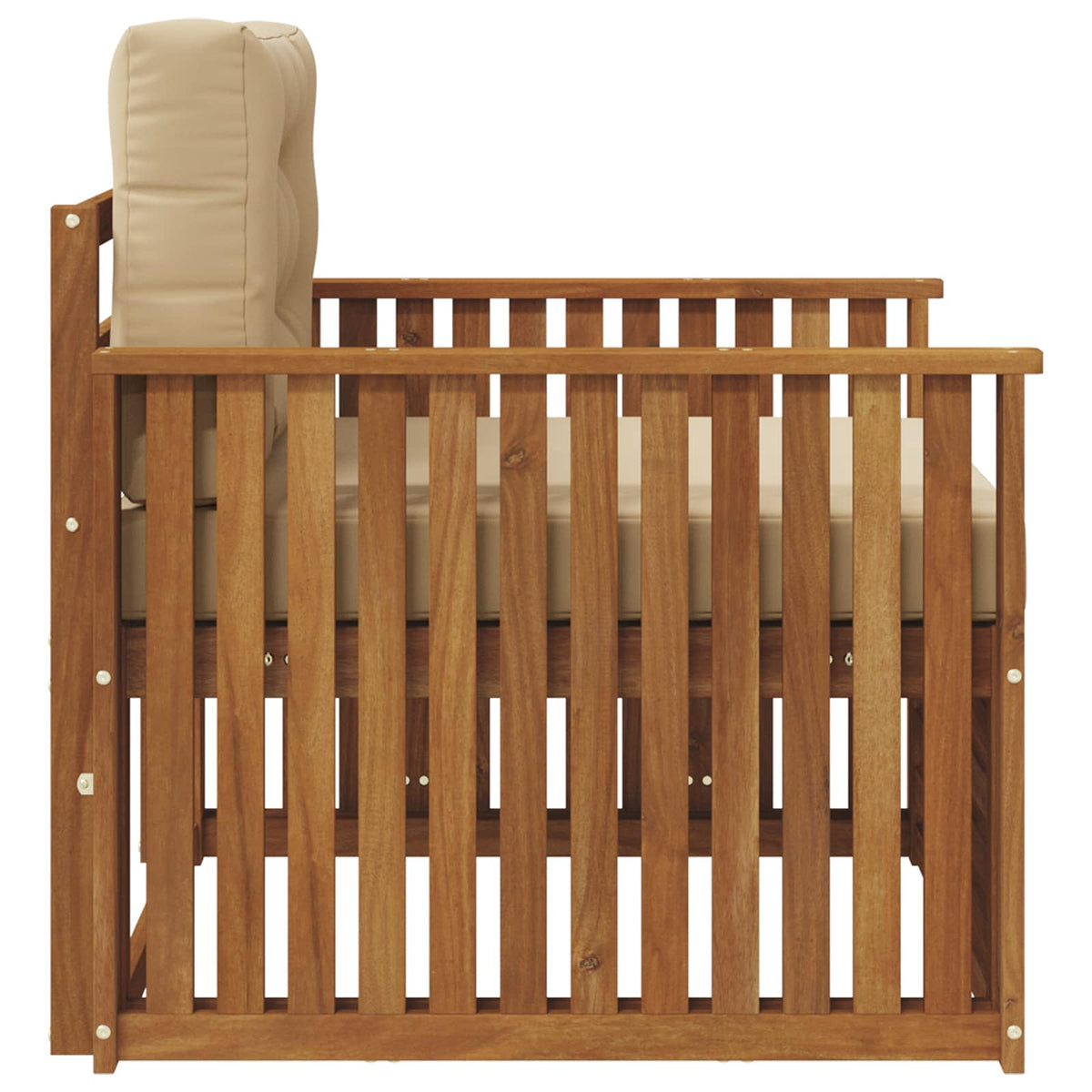 Outdoor-Sofa Massives Akazienholz und Polyester Natur und Beige