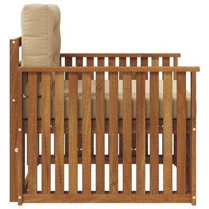 Outdoor-Sofa Massives Akazienholz und Polyester Natur und Beige