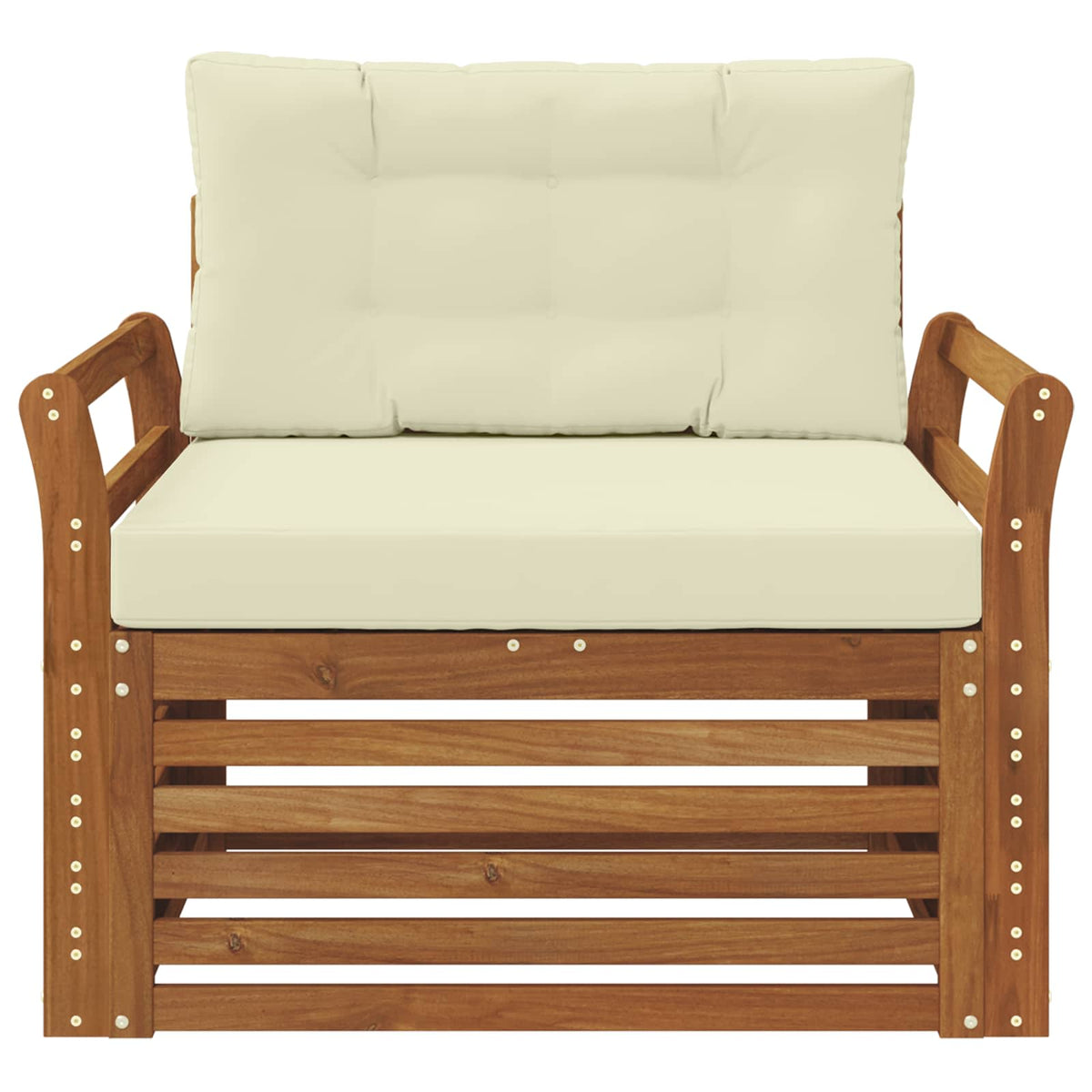 Outdoor-Sofa Massives Akazienholz und Polyester Natur und Creme