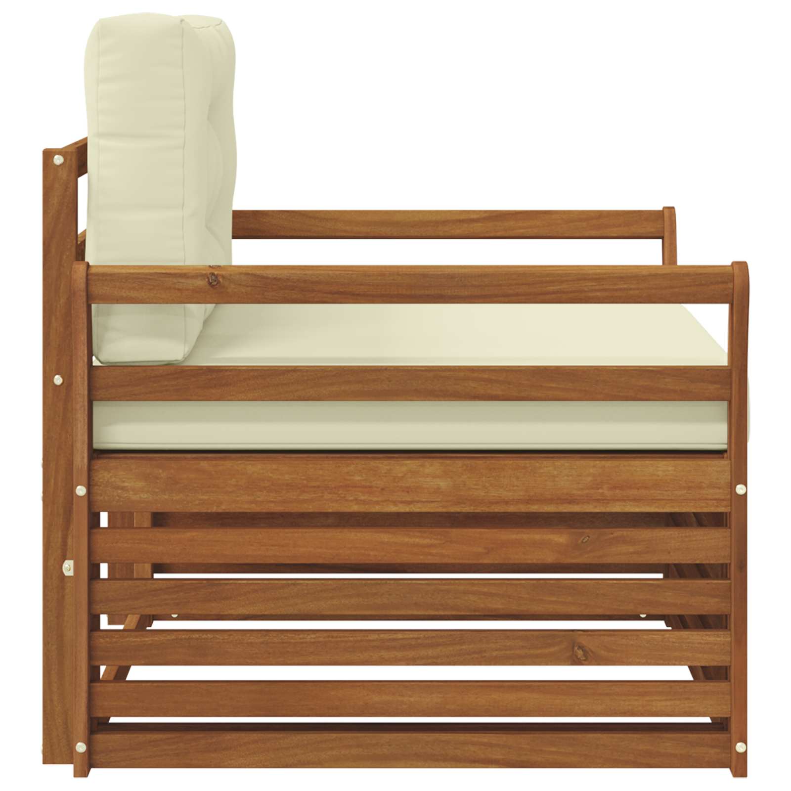Outdoor-Sofa Massives Akazienholz und Polyester Natur und Creme