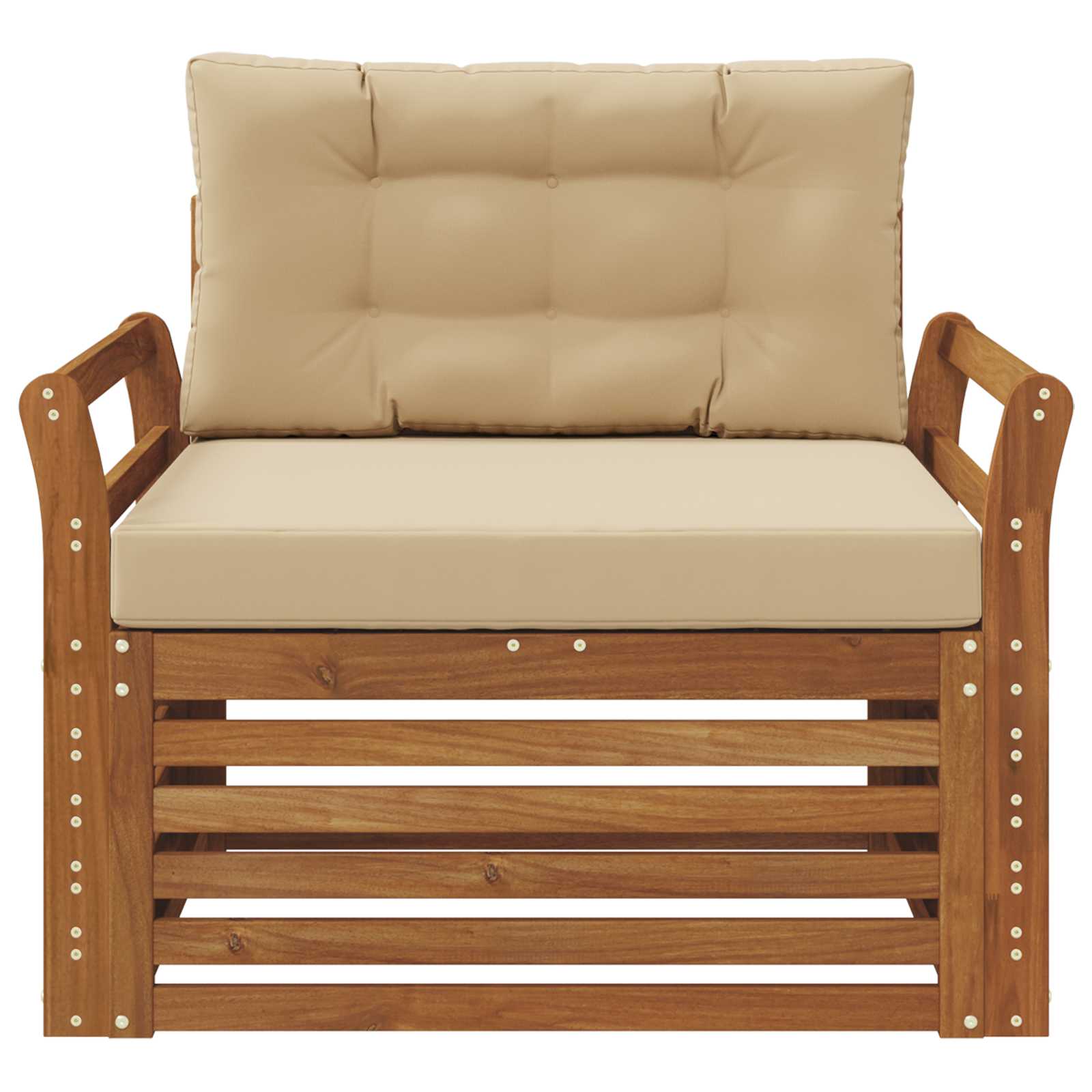 Outdoor-Sofa Massives Akazienholz und Polyester Natur und Beige