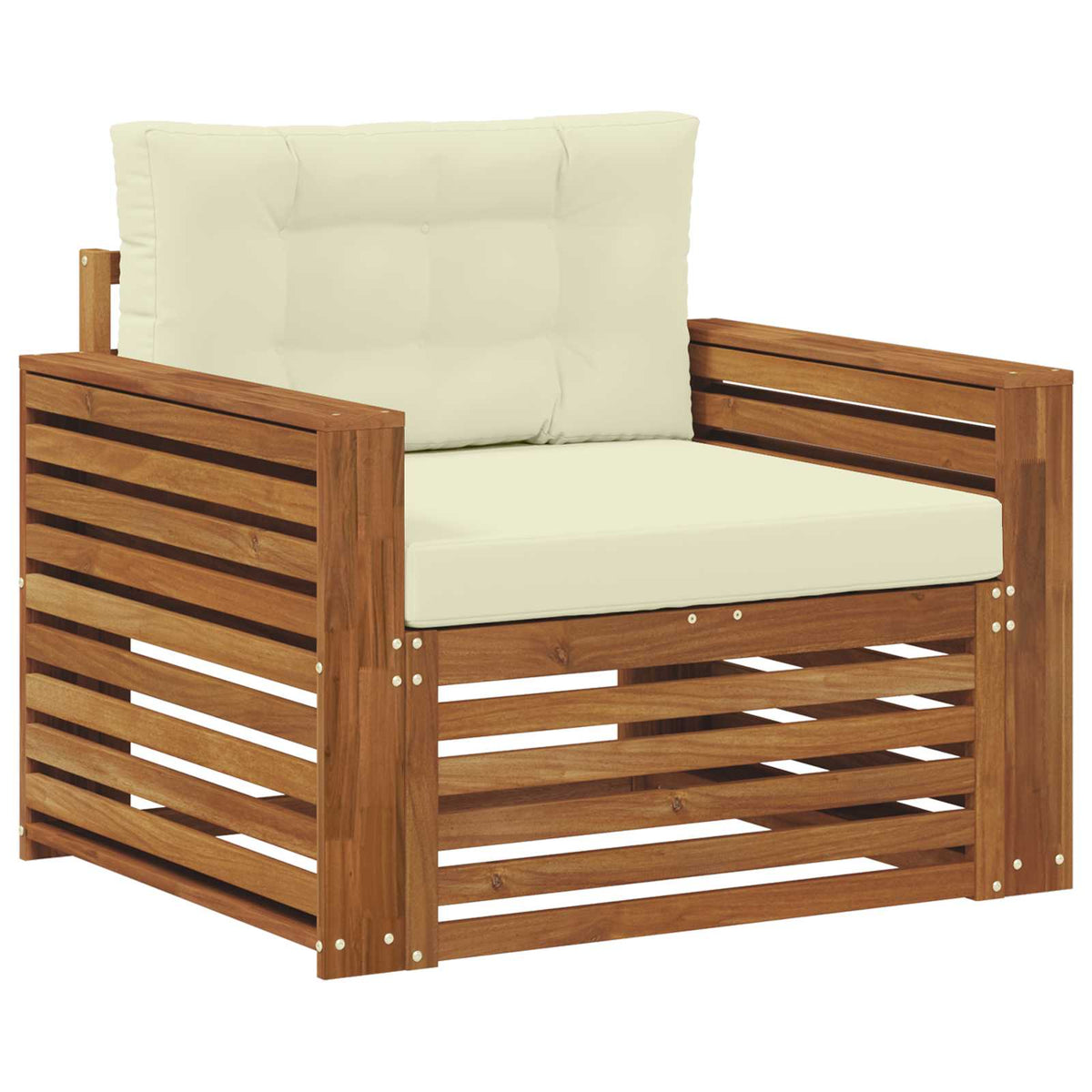 Outdoor-Sofa Massives Akazienholz und Polyester Natur und Creme