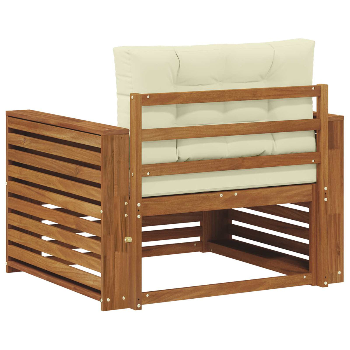 Outdoor-Sofa Massives Akazienholz und Polyester Natur und Creme