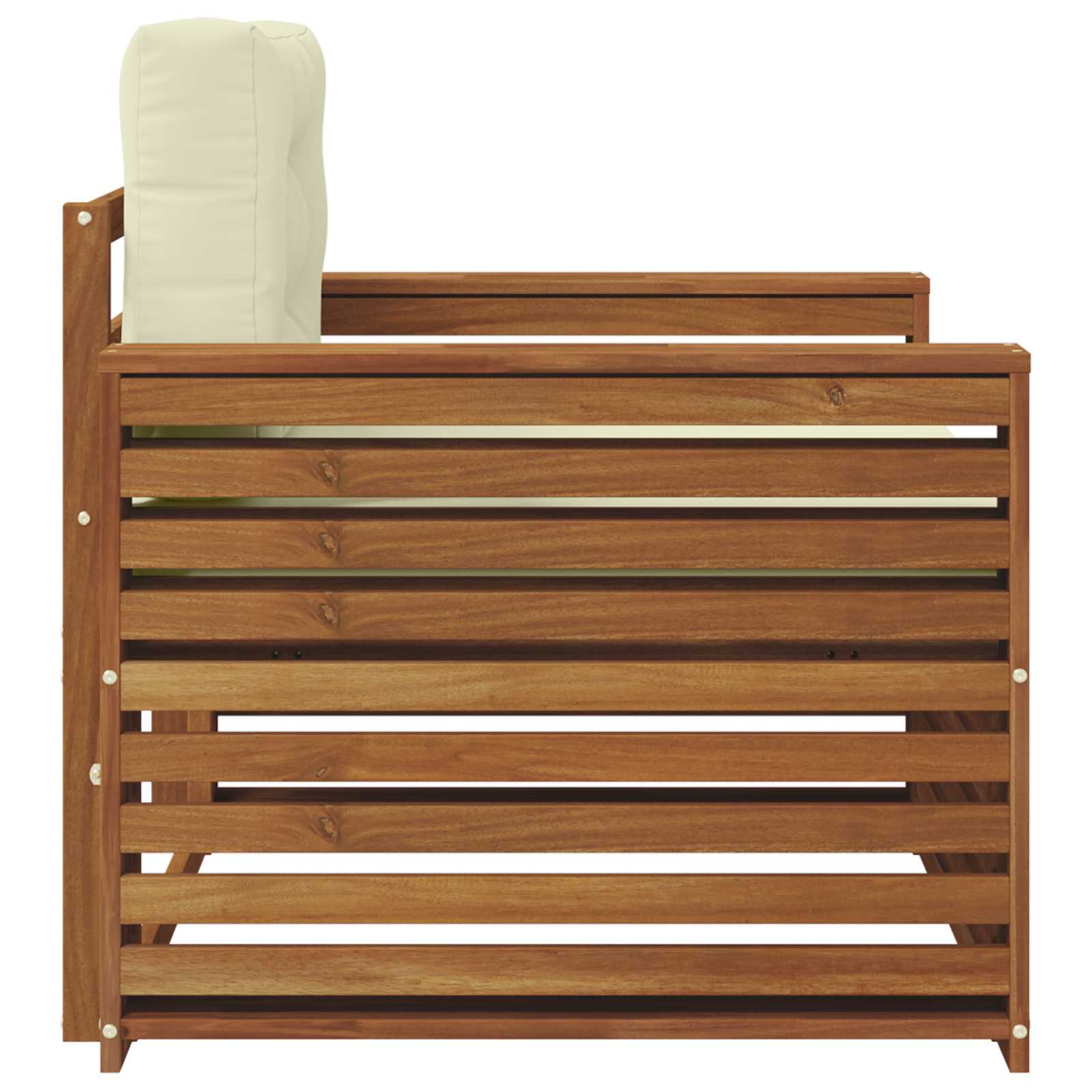 Outdoor-Sofa Massives Akazienholz und Polyester Natur und Creme