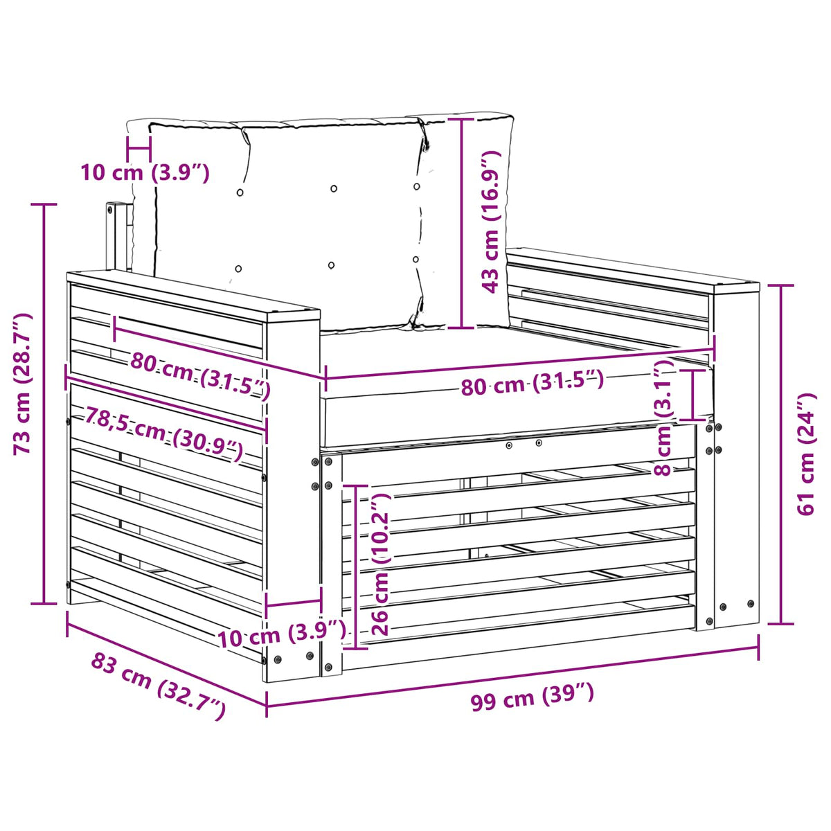 Outdoor-Sofa Massives Akazienholz und Polyester