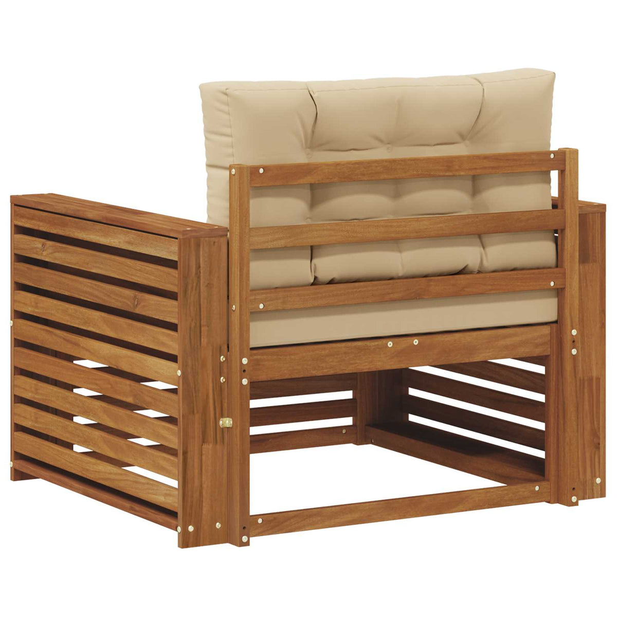 Outdoor-Sofa Massives Akazienholz und Polyester Natur und Beige