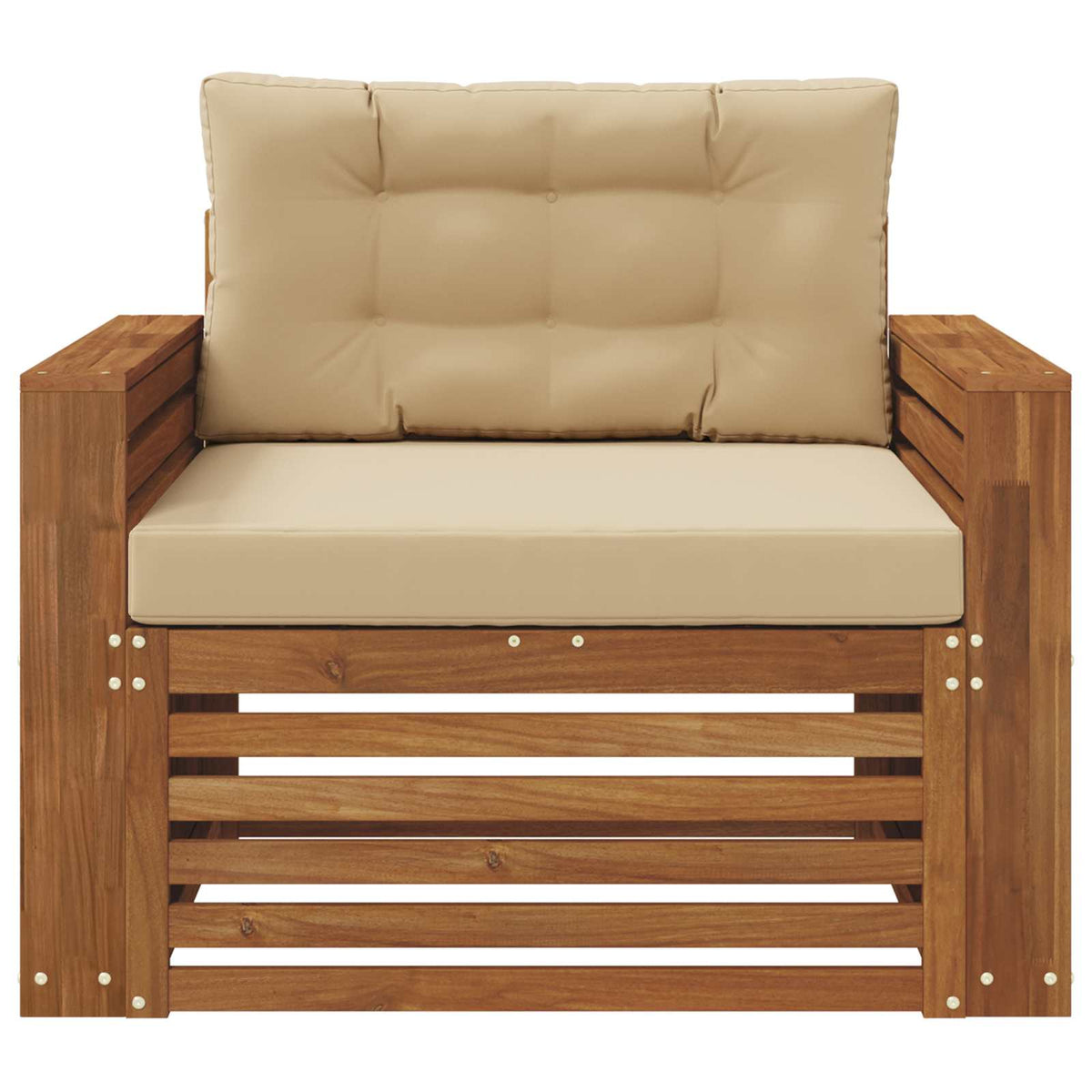 Outdoor-Sofa Massives Akazienholz und Polyester Natur und Beige