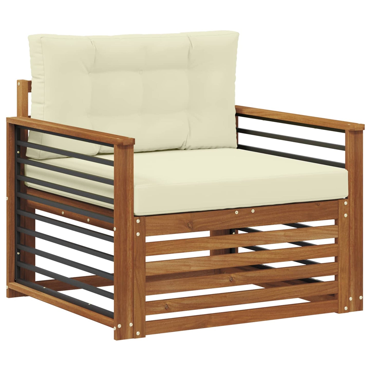 Outdoor-Sofa Massives Akazienholz und Polyester Natur und Creme