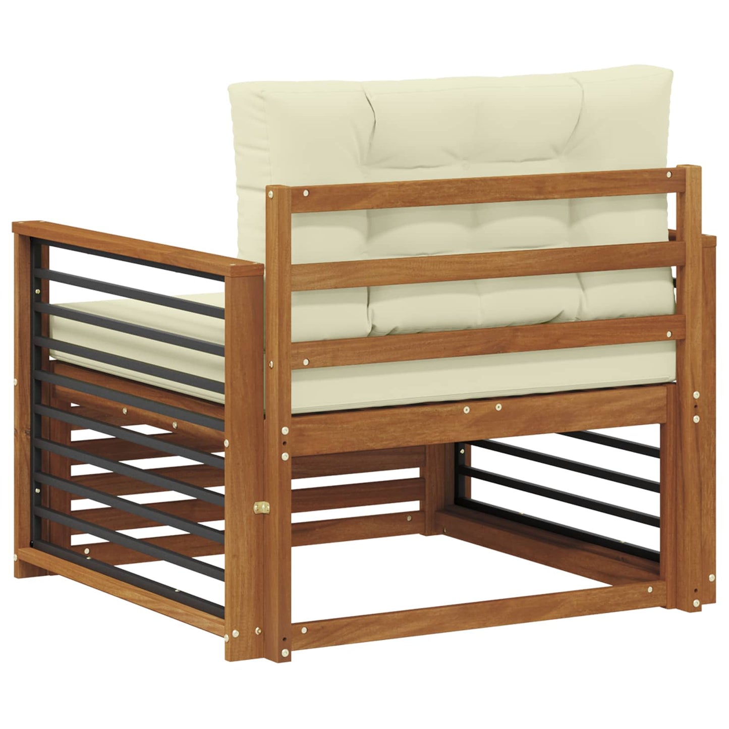 Outdoor-Sofa Massives Akazienholz und Polyester Natur und Creme