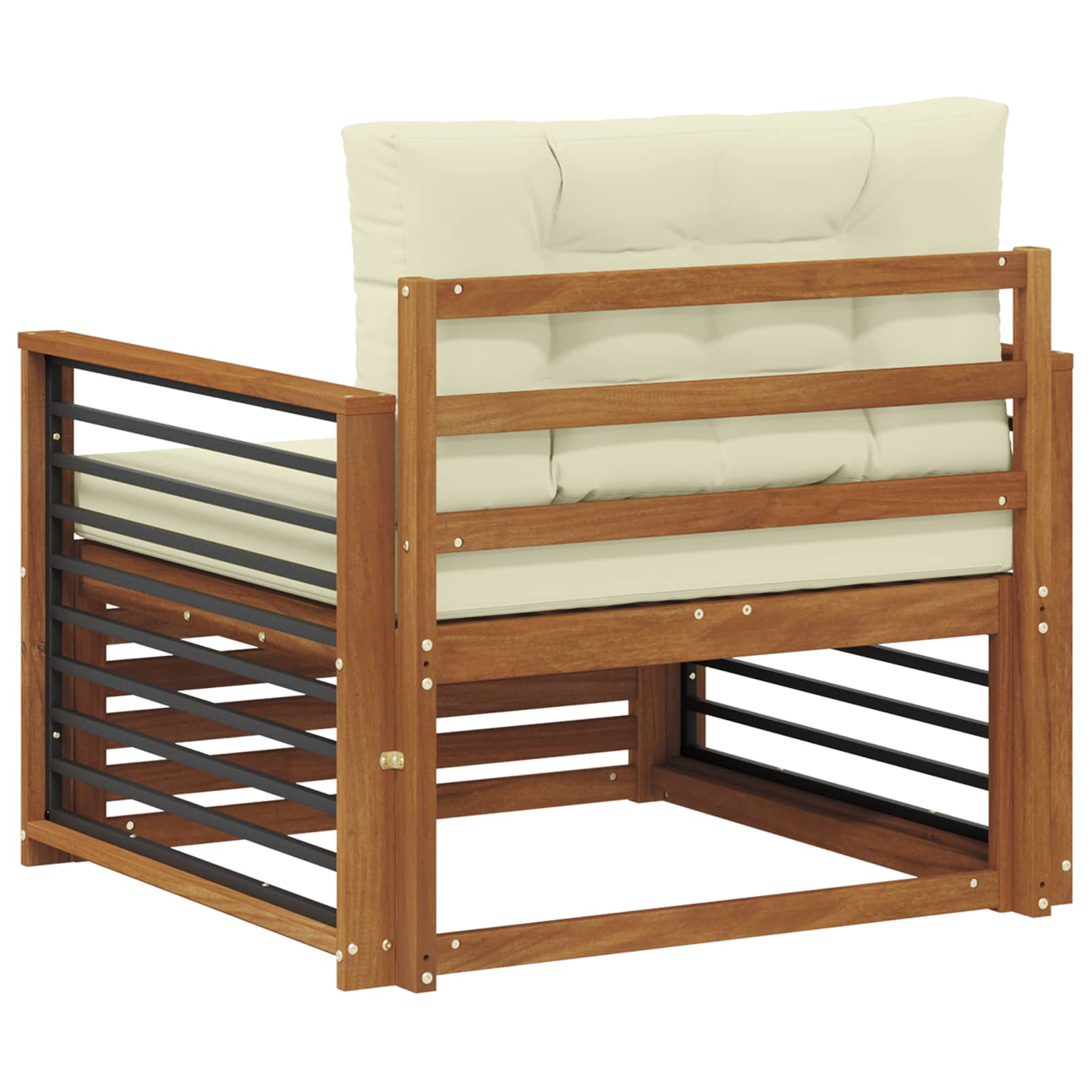 Outdoor-Sofa Massives Akazienholz und Polyester Natur und Creme