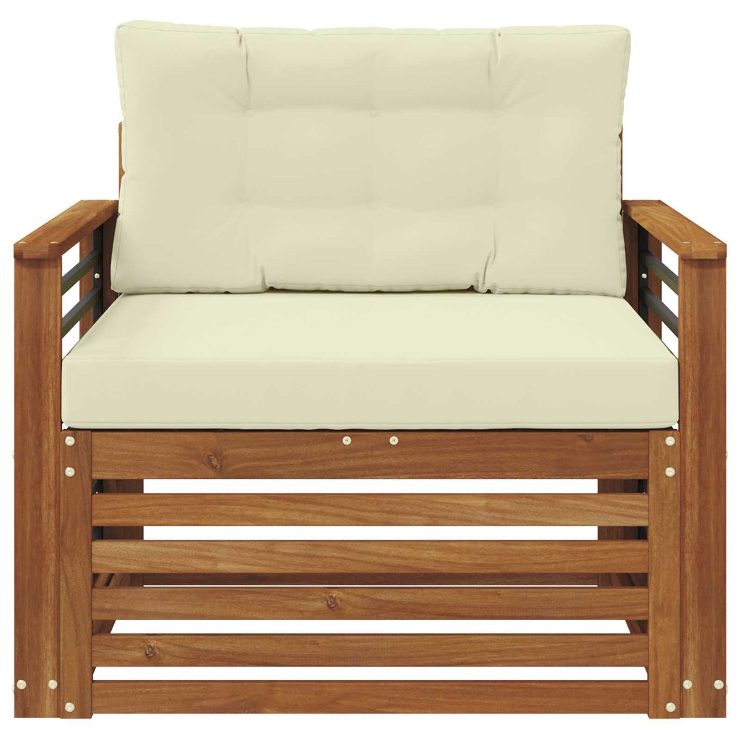 Outdoor-Sofa Massives Akazienholz und Polyester Natur und Creme