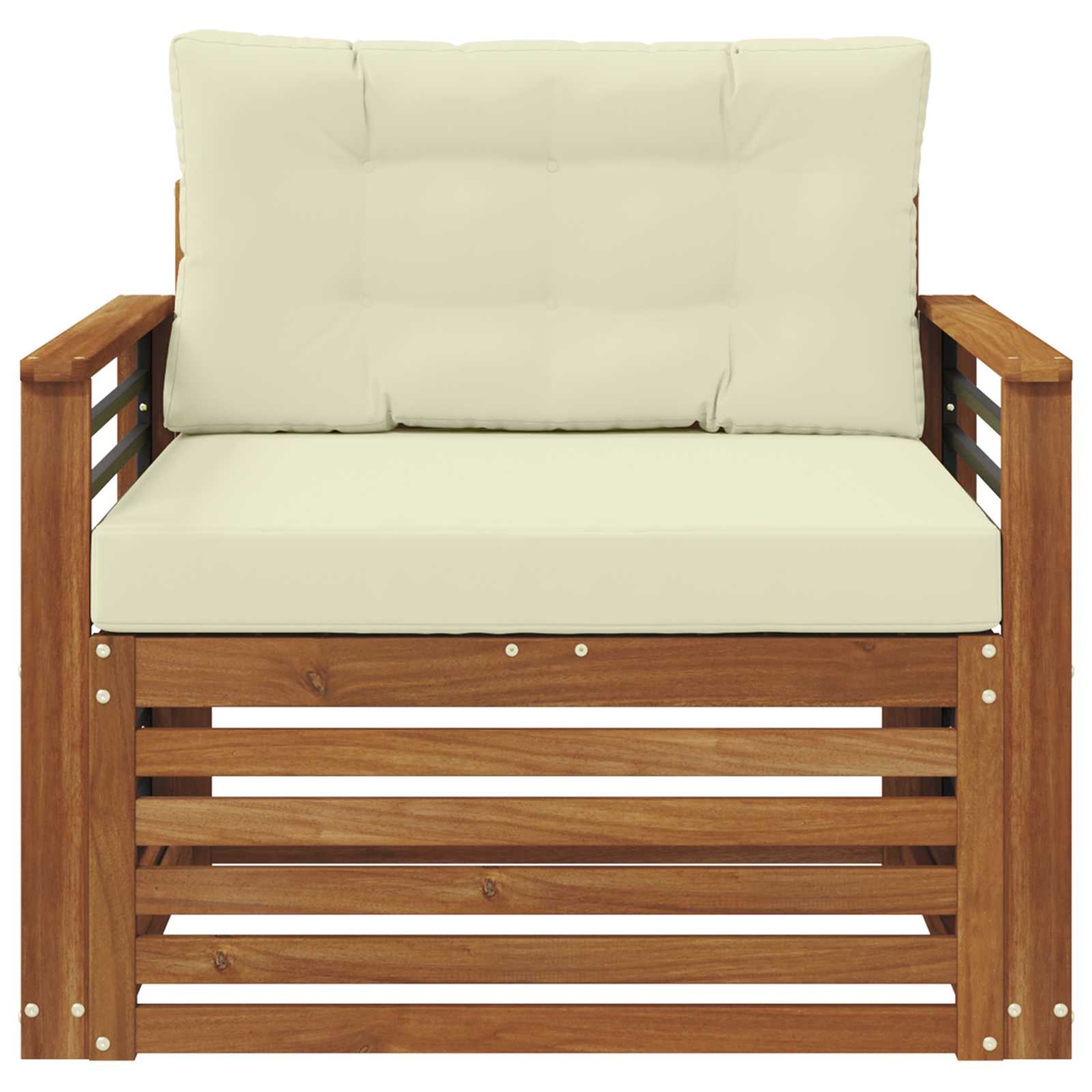 Outdoor-Sofa Massives Akazienholz und Polyester Natur und Creme