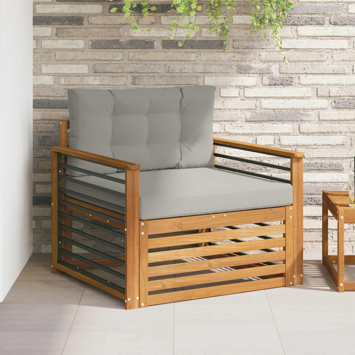 Outdoor-Sofa Massives Akazienholz und Polyester