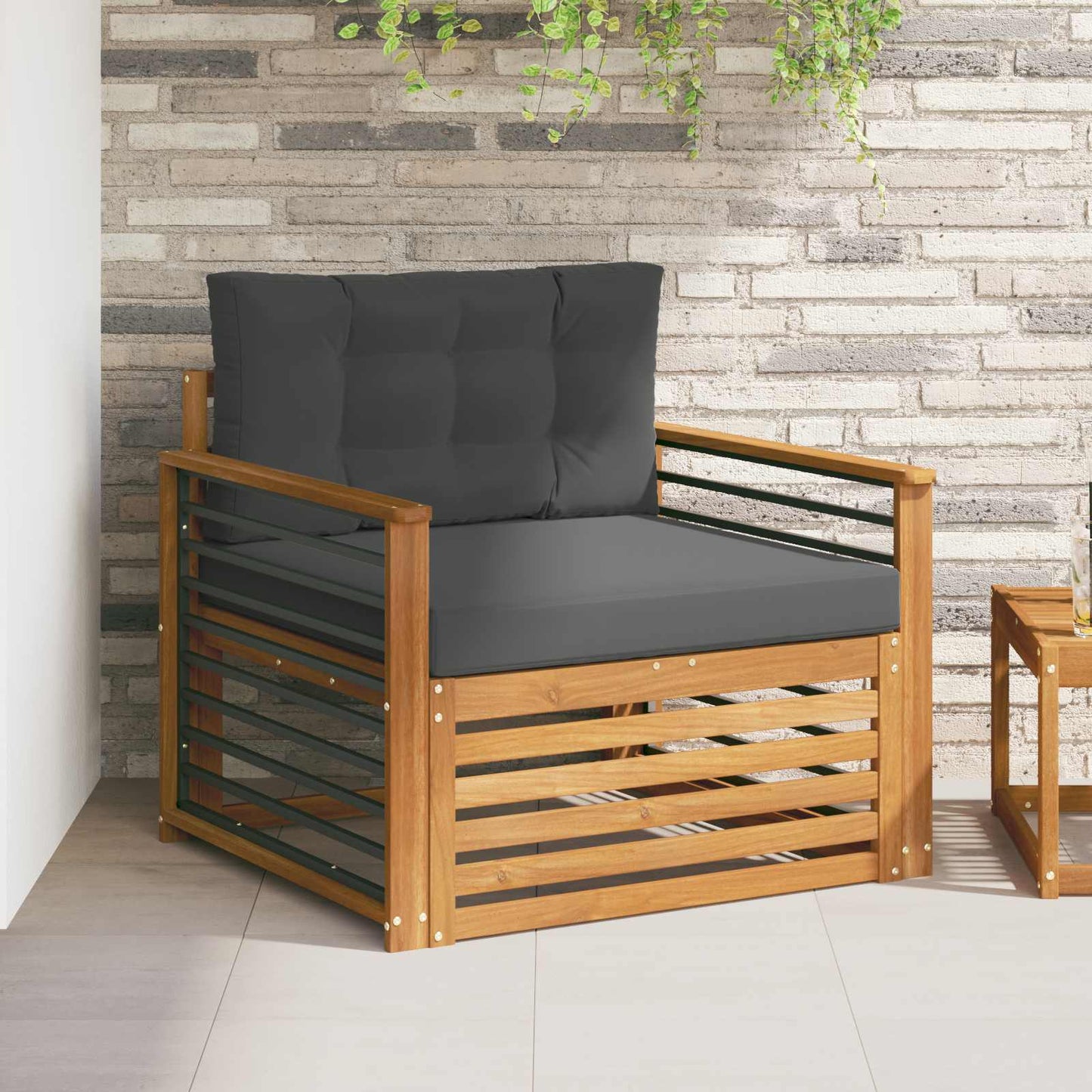 Outdoor-Sofa Massives Akazienholz und Polyester