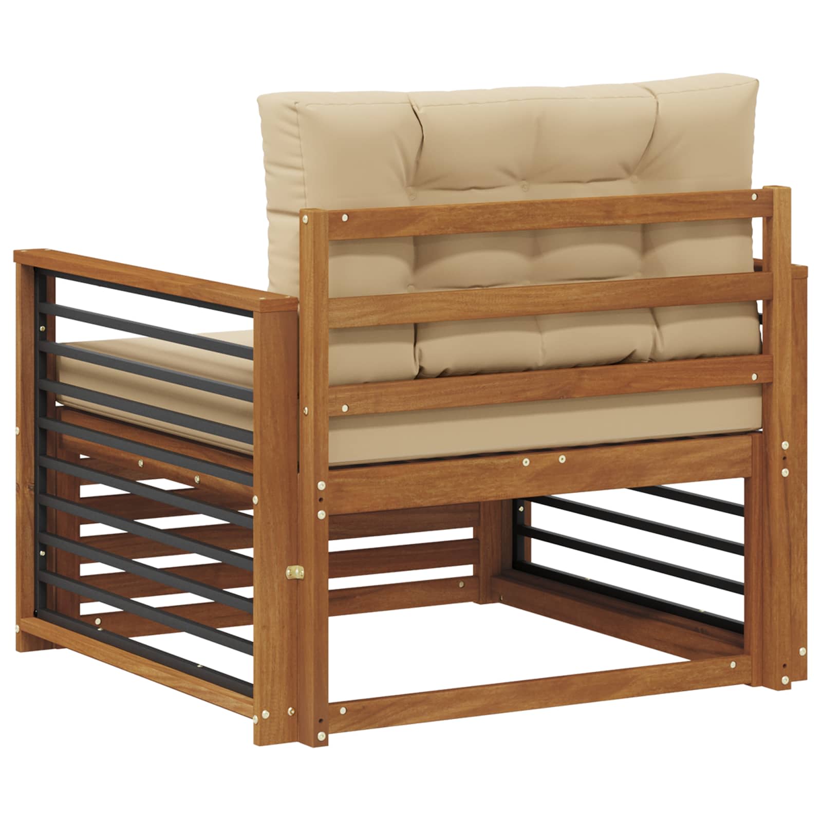Outdoor-Sofa Massives Akazienholz und Polyester Natur und Beige