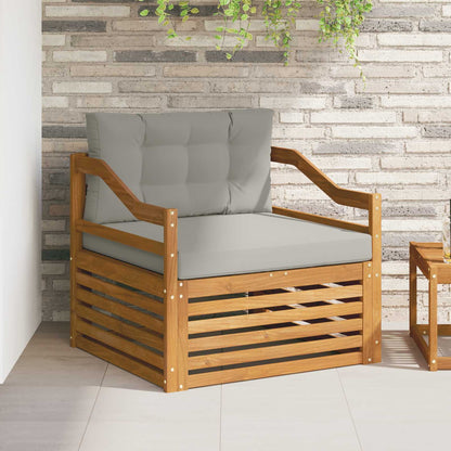 Outdoor-Sofa Solid Acacia Wood Natur und Hellgrau