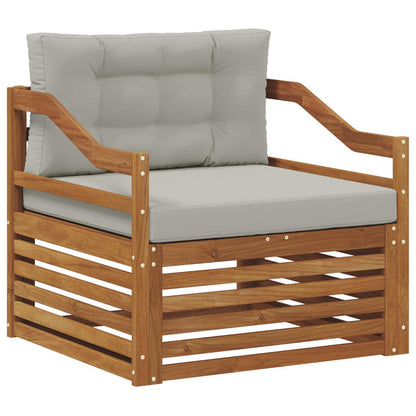 Outdoor-Sofa Solid Acacia Wood Natur und Hellgrau