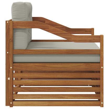 Outdoor-Sofa Solid Acacia Wood Natur und Hellgrau