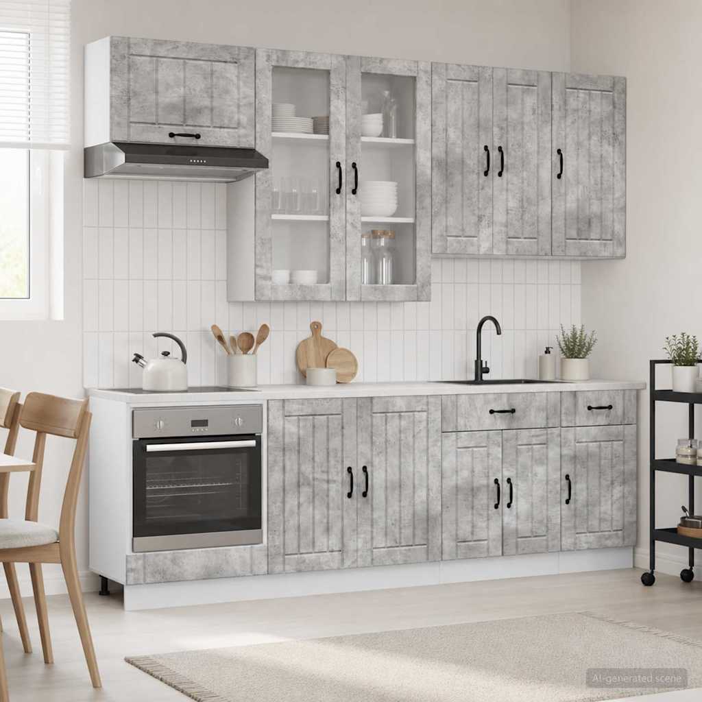 Kücheneinheit LUCCA 8 pcs Betongrau Holzwerkstoff