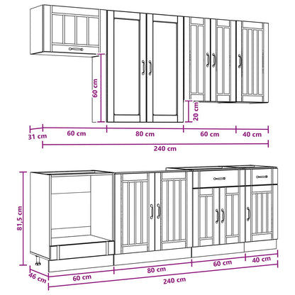 Kücheneinheit LUCCA 8 stk. Hochglanz Weiß Holzwerkstoff