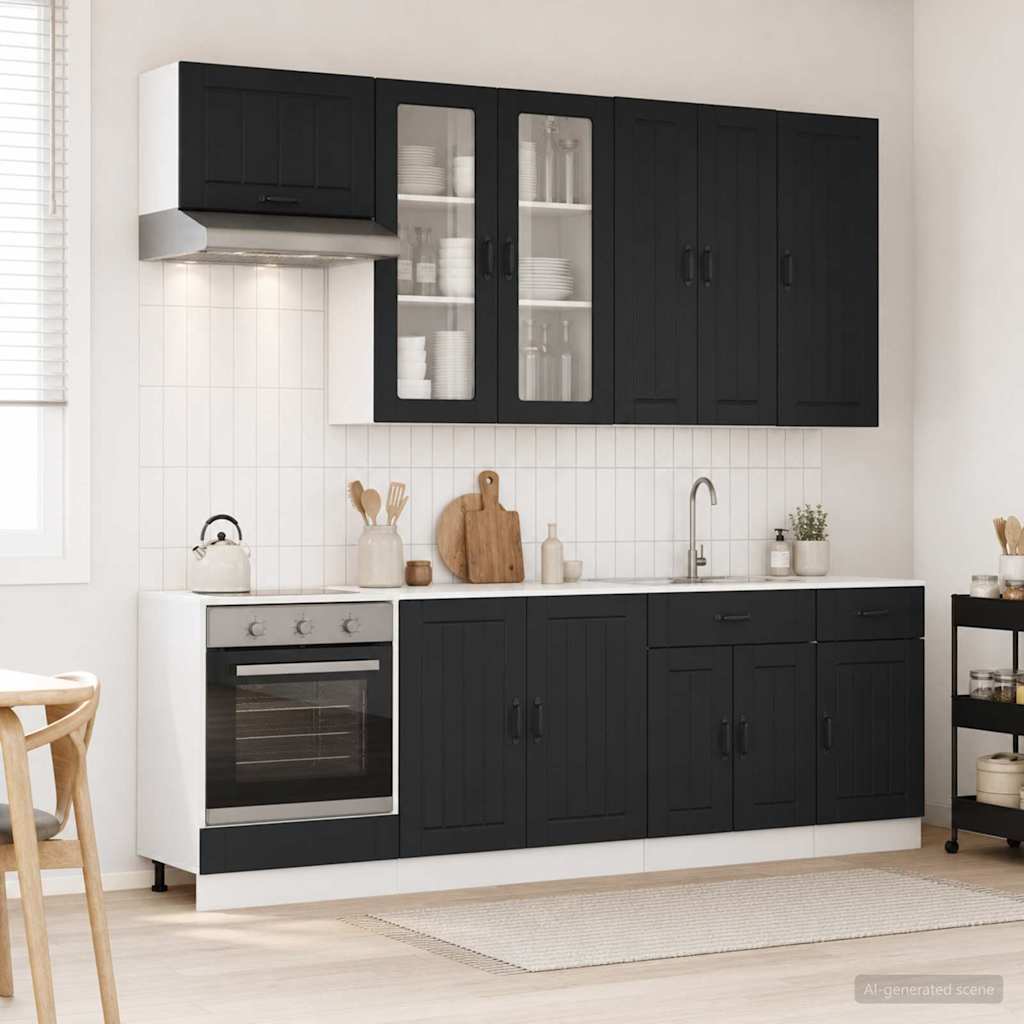 Kücheneinheit LUCCA 8 pcs Schwarz Holzwerkstoff