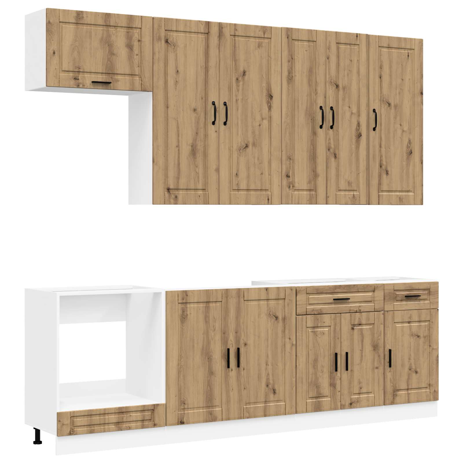 Kücheneinheit PORTO 8 pcs Artisan-Eiche Holzwerkstoff