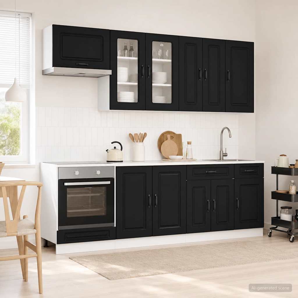Kücheneinheit KALMAR 8 stk. Schwarz Holzwerkstoff