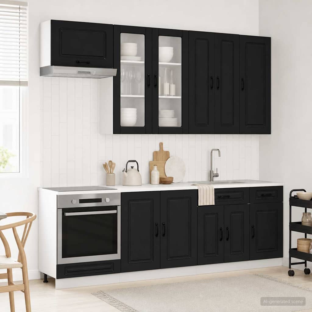 Kücheneinheit KALMAR 8 stk. Schwarz Holzwerkstoff