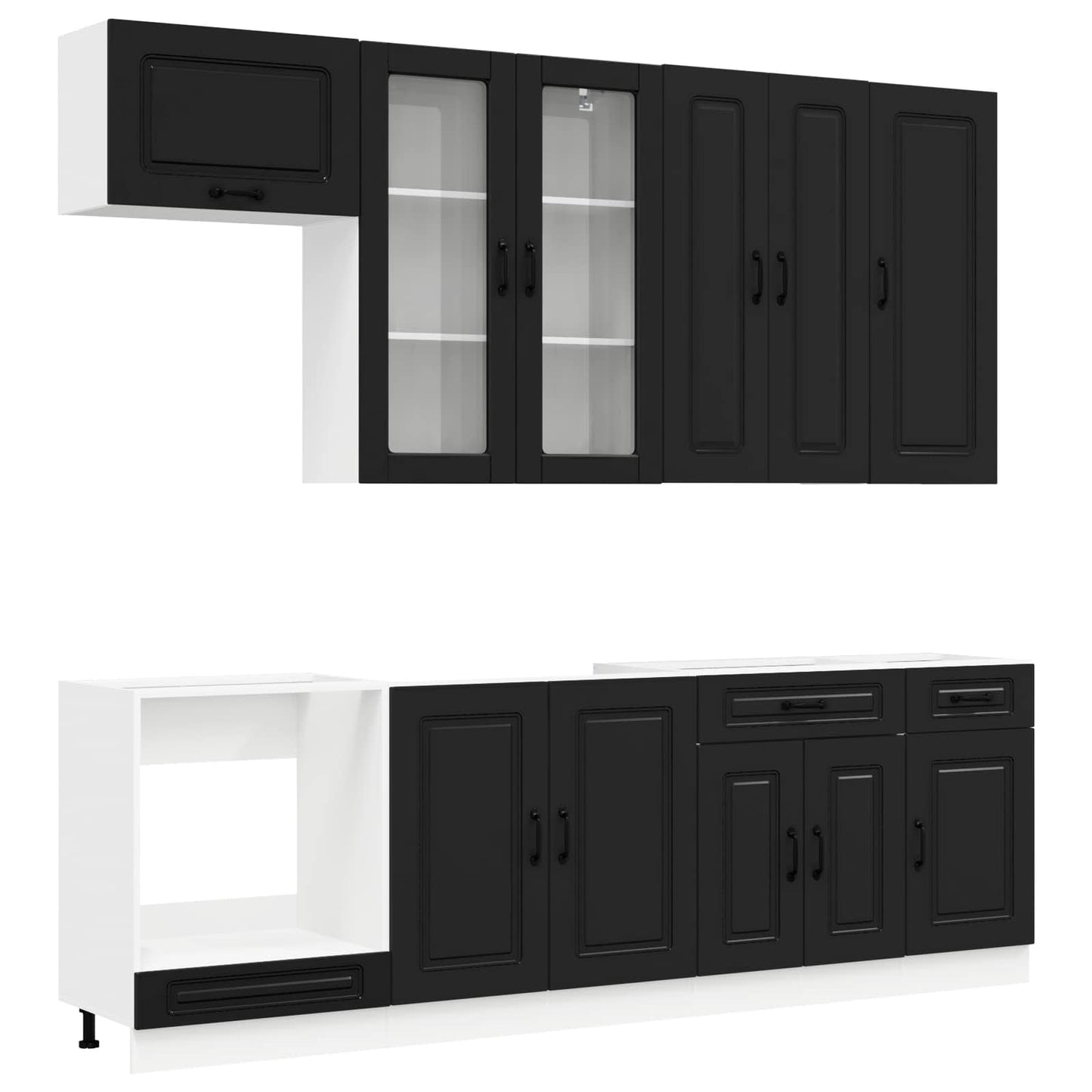 Kücheneinheit KALMAR 8 stk. Schwarz Holzwerkstoff