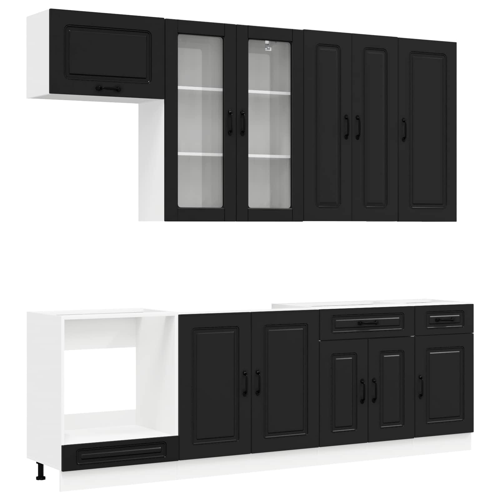 Kücheneinheit KALMAR 8 stk. Schwarz Holzwerkstoff