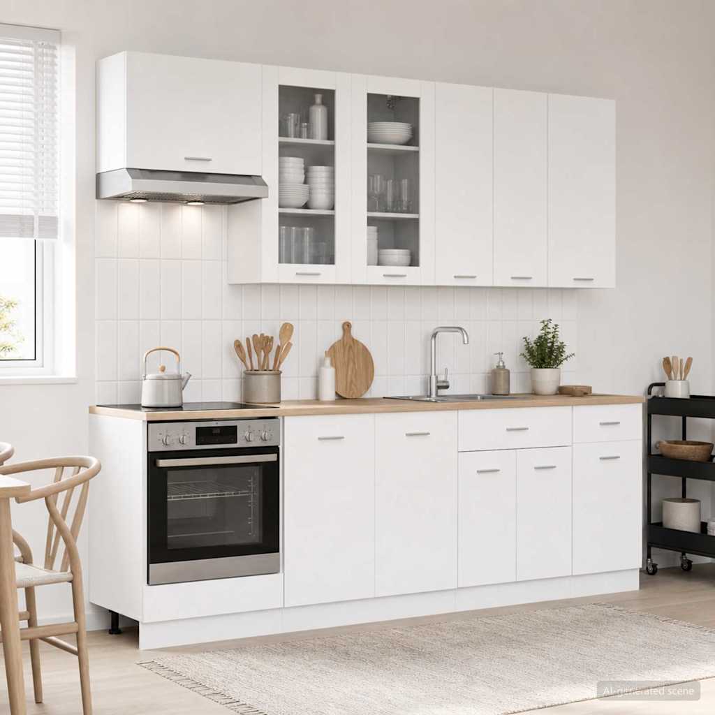 Kücheneinheit LYON 8 stk. Weiß Holzwerkstoff