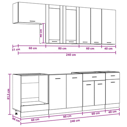 Kücheneinheit LYON 8 stk. Weiß Holzwerkstoff