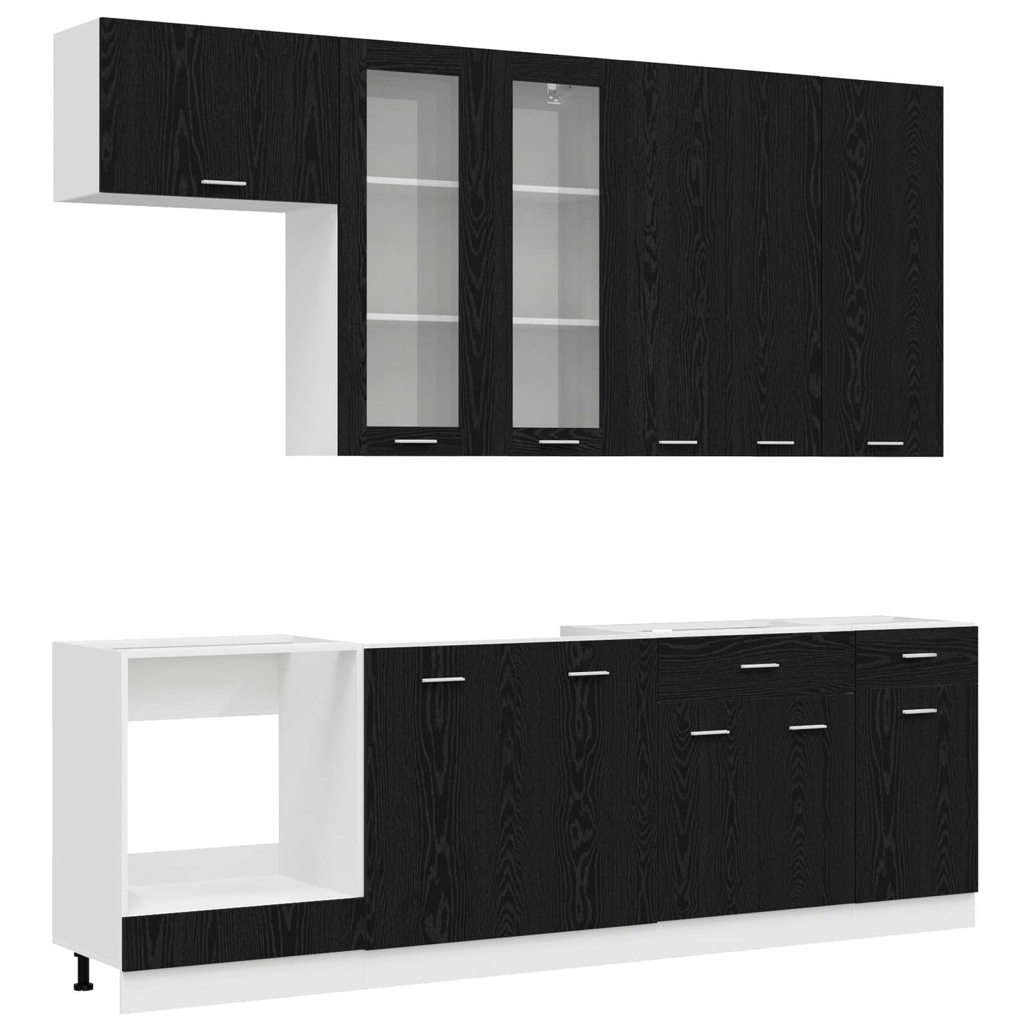 Kücheneinheit LYON 8 pcs Schwarze Eiche Holzwerkstoff