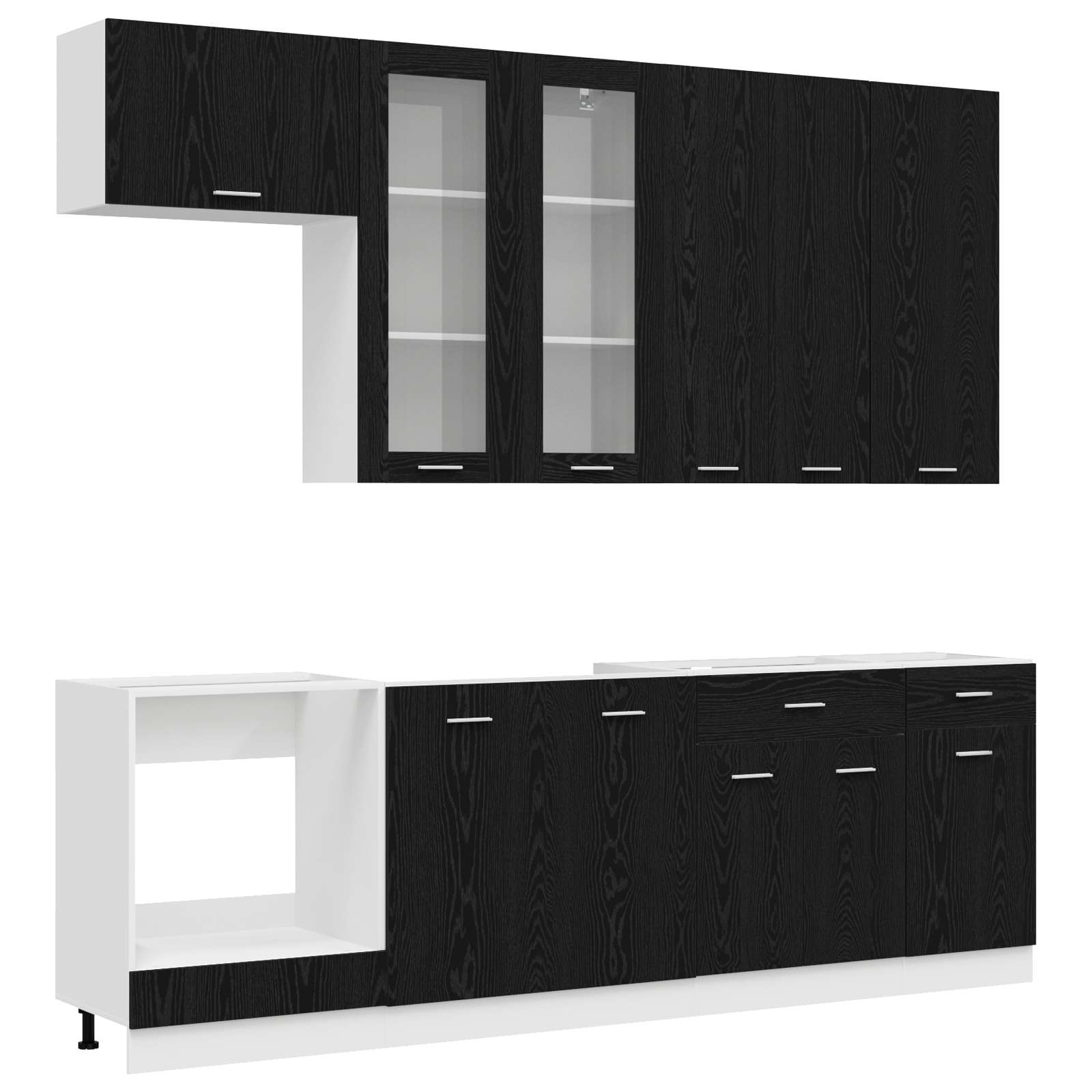 Kücheneinheit LYON 8 pcs Schwarze Eiche Holzwerkstoff